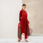 Womens Red Ethnic 3Pcs Set - Image 2